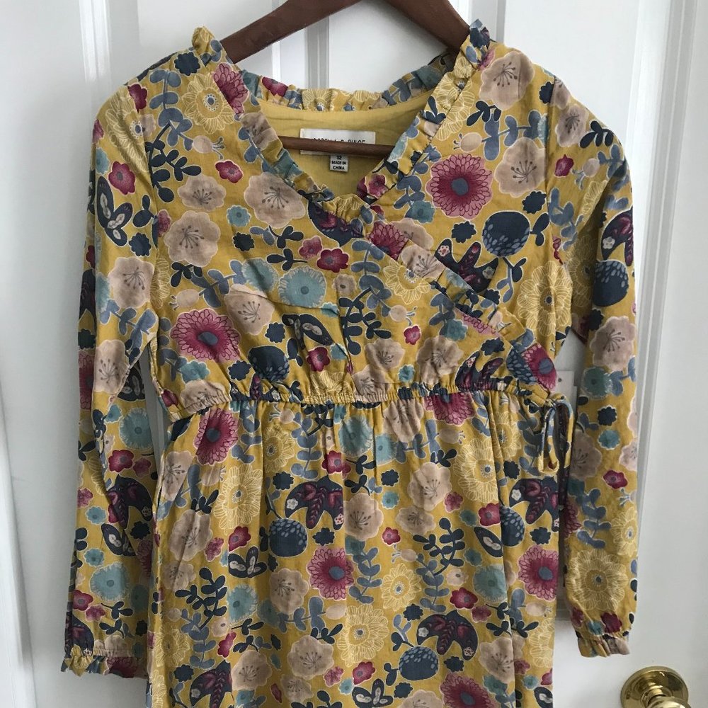 NWT Girls Floral Print Dress Lightweight and Long Sleeve - Size 12